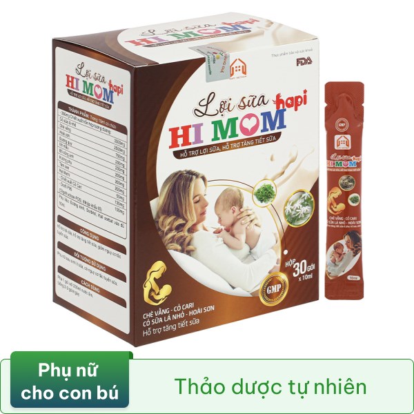 Thực phẩm bảo vệ sức khỏe Lợi Sữa Hapi Hi Mom hộp 30 gói