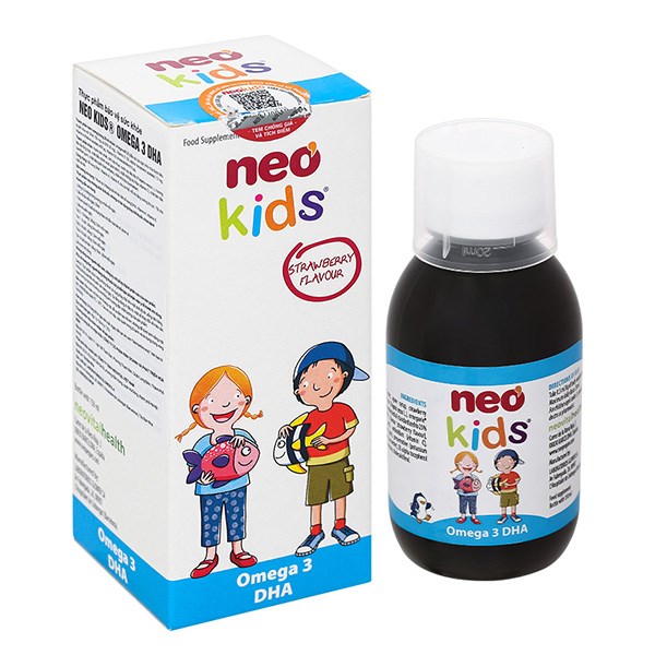 Neo Kids Omega 3 Dha Tăng Cường Thị Lực Hương Dâu, 150 Ml Dạng Uống (Từ 3 Tháng)