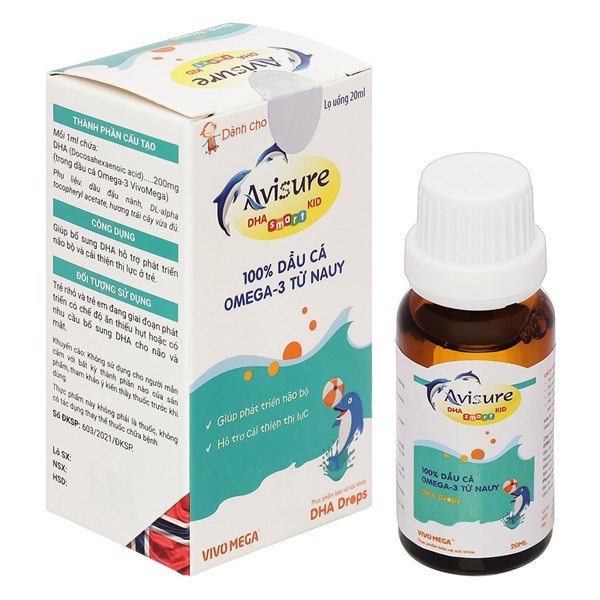 Avisure Dha Smart Kid Phát Triển Não Bộ, Thị Lực Hương Trái Cây, 20 Ml Dạng Nhỏ Giọt (Từ 0 Tháng)