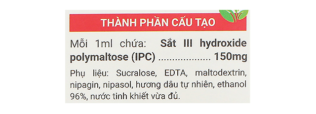 Thành phần - Siro Avisure Safoli bổ sung sắt, hỗ trợ tạo máu 20 ml (từ 0 tháng) Thành phần - Siro Avisure Safoli bổ sung sắt, hỗ trợ tạo máu 20 ml (từ 0 tháng)