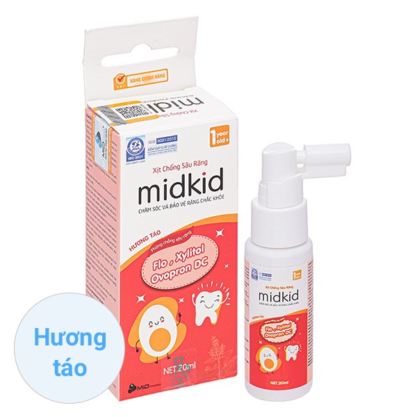 Midkid Chống Sâu Răng Hương Táo, 20 Ml Dạng Xịt (Từ 1 Tuổi)