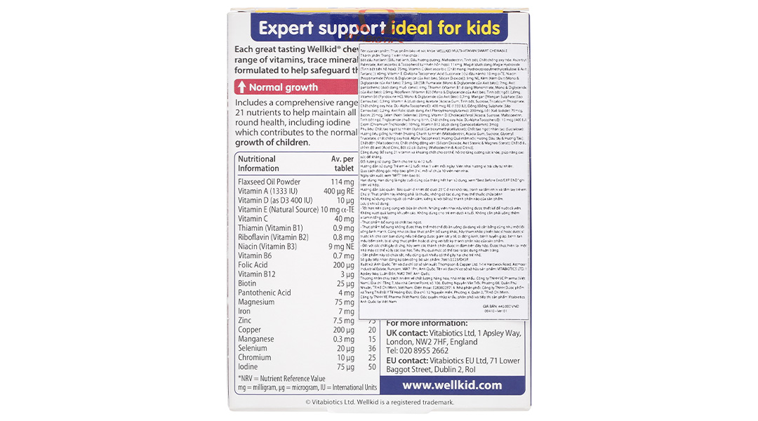 Vitabiotics Wellkid Multi-Vitamin Smart Chewable hỗ trợ tăng cường sức khỏe hộp 30 viên - 15