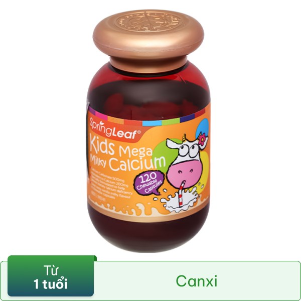 Thực Phẩm Bảo Vệ Sức Khỏe Springleaf Kids Mega Milky Calcium Hộp 120 Viên