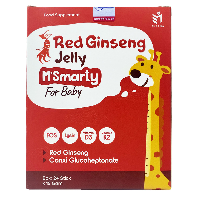 Thạch M'Smarty Red Ginseng bổ sung vitamin và khoáng chất 24 gói (từ 1 tuổi)