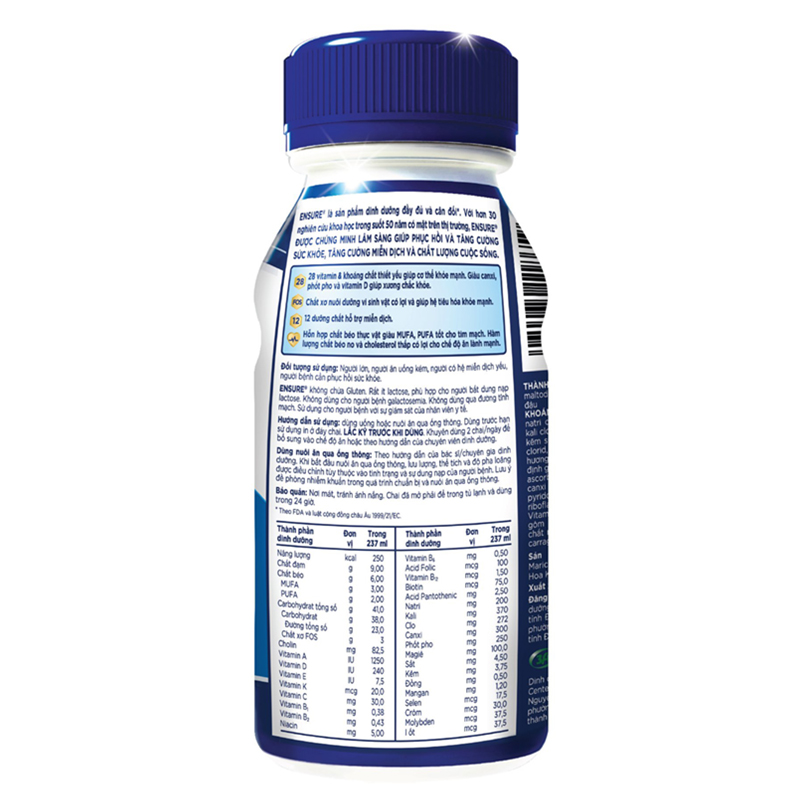 Lốc 6 chai sữa bột người lớn pha sẵn Ensure Original hương vani 237 ml 14