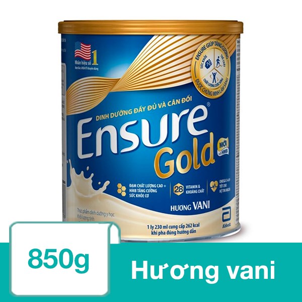 Sữa bột người lớn Ensure Gold hương vani 850g