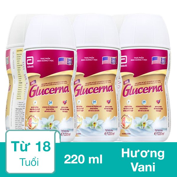 Thùng 30 chai sữa bột người lớn pha sẵn Abbott Glucerna hương vani 220 ml - AVAKids.com