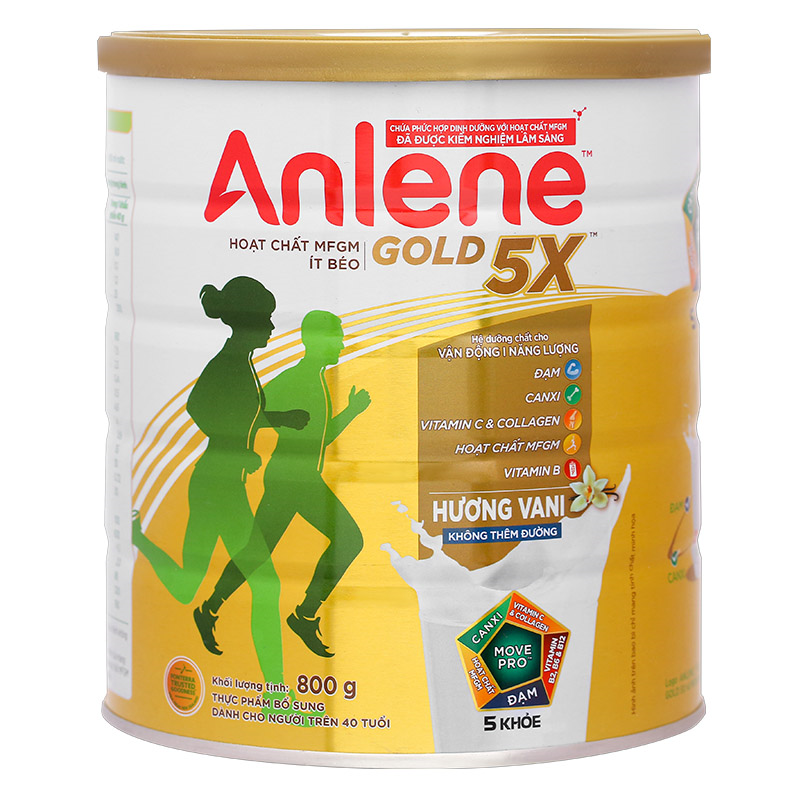 Sữa bột người lớn Anlene Gold 5X hương vani 800g