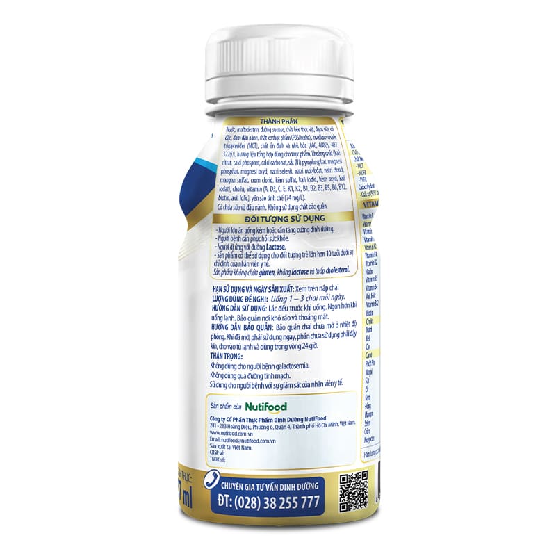 Lốc 6 chai sữa bột người lớn pha sẵn Nutifood Varna Complete hương nhạt thanh 237 ml 11