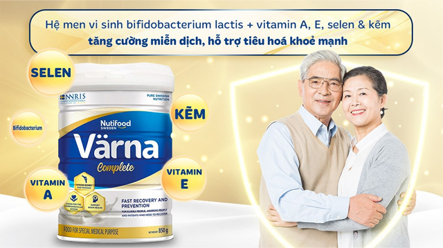 Sữa bột người lớn Nutifood Varna Complete hương nhạt thanh 850g tăng cường hệ miễn dịch