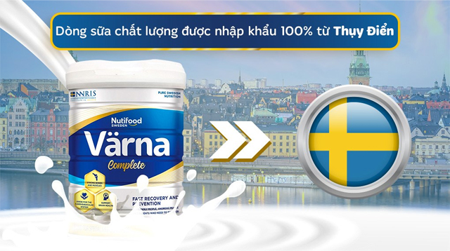 Sữa bột người lớn Nutifood Varna Complete hương nhạt thanh 850g được nhập khẩu từ Thụy Điển