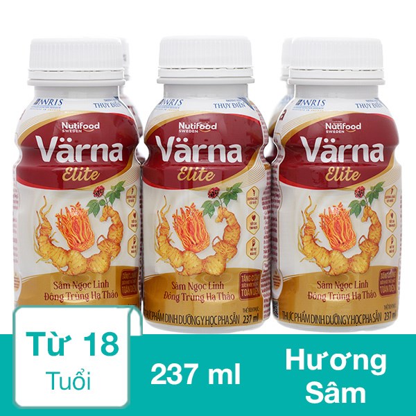 Lốc 6 Chai Sữa Bột Người Lớn Pha Sẵn Nutifood Varna Elite Hương Sâm 237 Ml