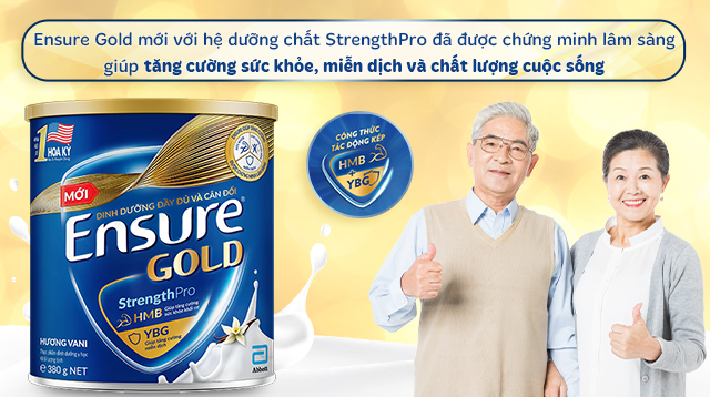 Sữa bột người lớn Ensure Gold StrengthPro hương vani 380g - Hệ dưỡng chất StrengthPro