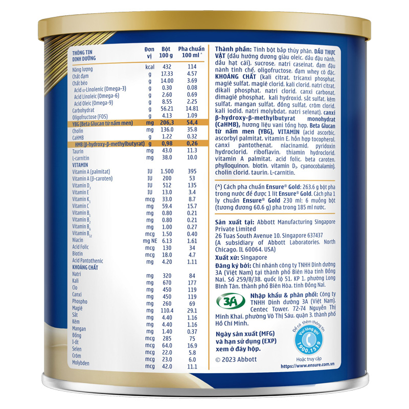 Sữa bột người lớn Ensure Gold StrengthPro hương vani 800g 11