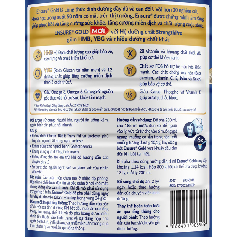 Sữa bột người lớn Ensure Gold StrengthPro hương vani 800g 5