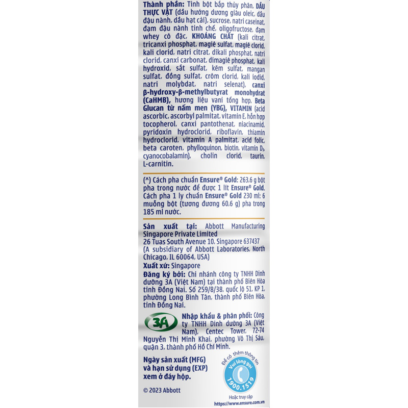 Sữa bột người lớn Ensure Gold StrengthPro hương vani 800g 6