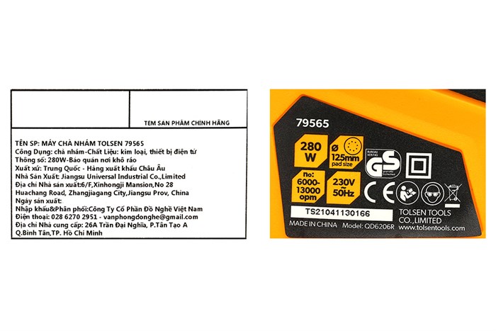 Máy chà nhám đánh bóng tròn Tolsen 79565 280W
