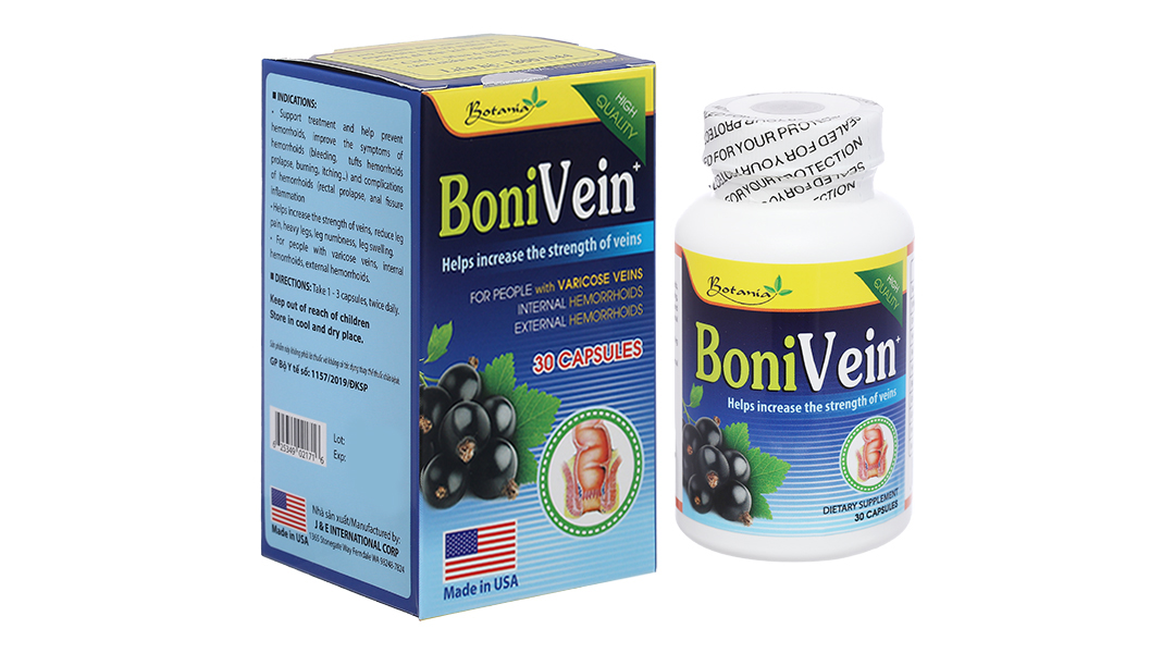 Boni Vein hỗ trợ điều trị trĩ, suy giãn tĩnh mạch
