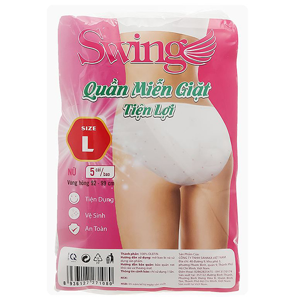 Quần lót sợi Olefin mặc 1 lần Swing size L (Bịch 5 cái) - AVAKids.com