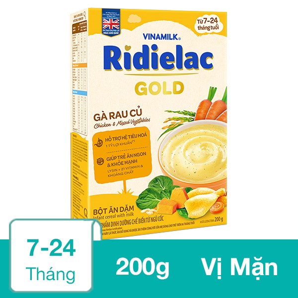Bột ăn dặm Vinamilk RiDielac Gold gà, rau củ hộp 200g (7 – 24 tháng)