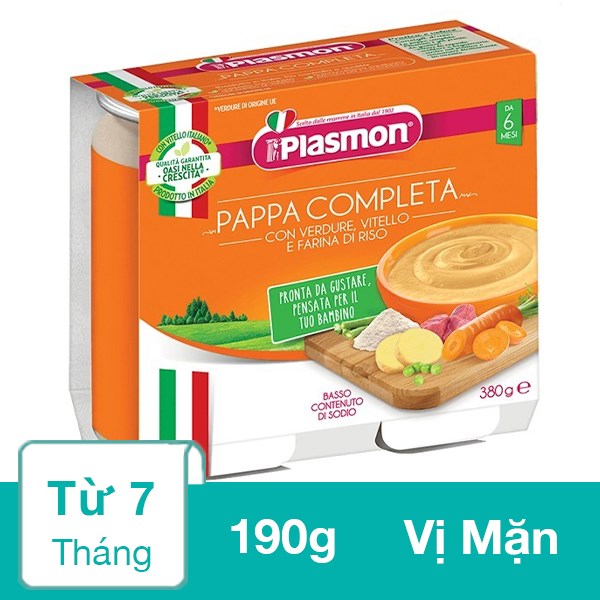 Lốc 2 hũ bột ăn dặm Plasmon rau củ, thịt bê và bột gạo 190g (từ 6 tháng) - AVAKids.com