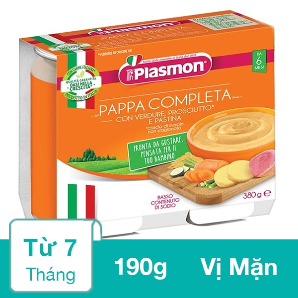 Lốc 2 hũ bột ăn dặm Plasmon rau củ, thịt giăm bông và mì ý 190g (từ 6 tháng) - AVAKids.com