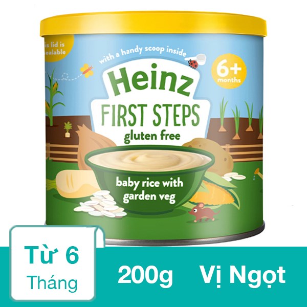 Bột ăn dặm Heinz gạo, rau củ lon 200g (từ 6 tháng) - AVAKids.com