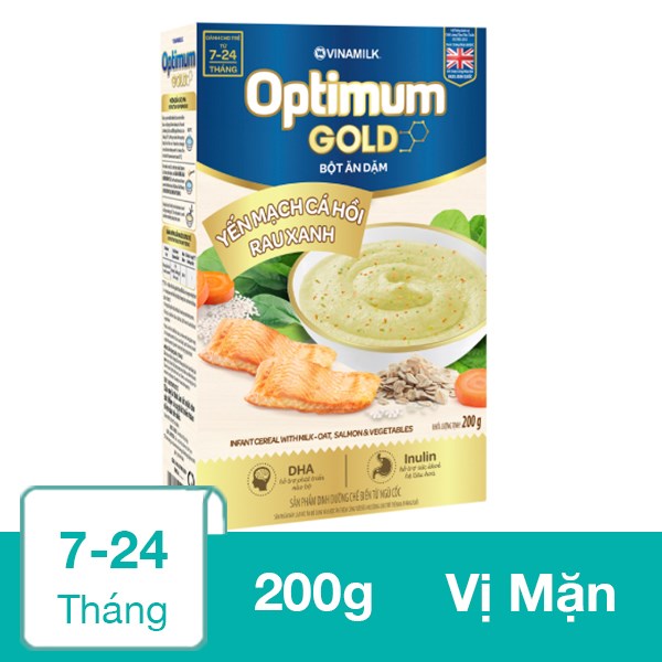 Bột ăn dặm Optimum Gold yến mạch, bí đỏ và măng tây hộp 200g (7 - 24 tháng) 3
