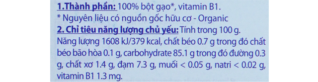 Thành phần dinh dưỡng