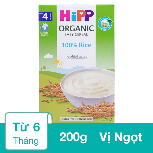 Bột Ăn Dặm Hipp Gạo Nhũ Nhi Hữu Cơ Hộp 200G (Từ 6 Tháng)