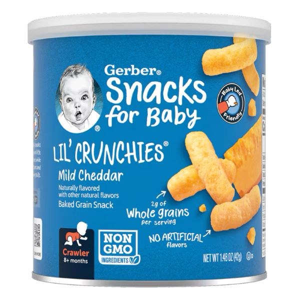 Bánh Ăn Dặm Gerber Lil' Crunchies Vị Phô Mai Lon 42G (Từ 8 Tháng)