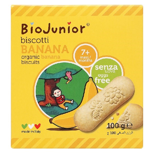 Bánh quy ăn dặm BioJunior Biscotti vị chuối hộp 100g (từ 7 tháng) - AVAKids.com