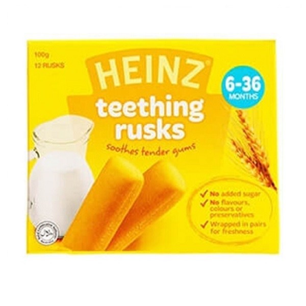 Bánh quy ăn dặm Heinz Teething Rusks vị sữa hộp 100g (6 - 36 tháng) - AVAKids.com