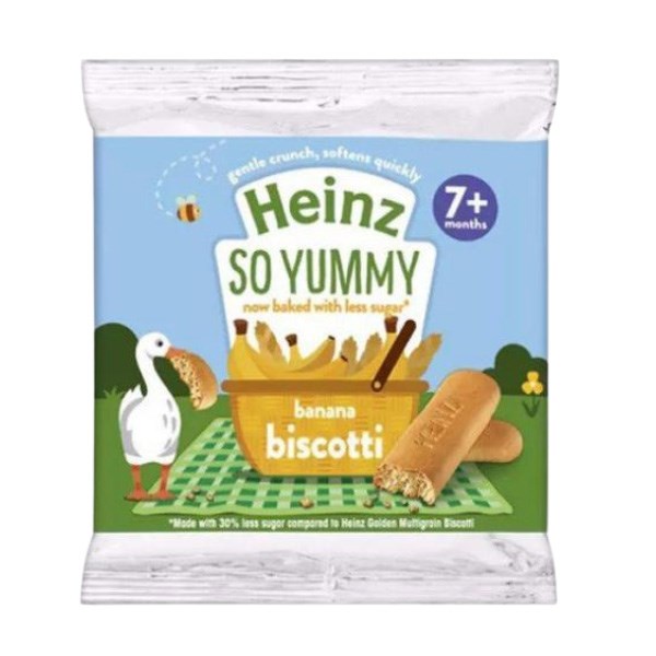 Bánh quy ăn dặm Heinz Biscotti vị chuối ít đường gói 60g (từ 7 tháng)