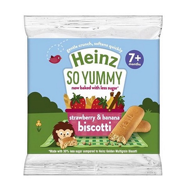 Bánh ăn dặm Heinz Biscotti vị dâu, chuối ít đường gói 60g (từ 7 tháng) - AVAKids.com
