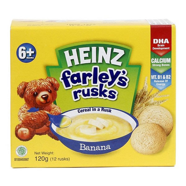 Bánh quy ăn dặm Heinz Farley’s Rusks vị chuối hộp 120g (từ 6 tháng)