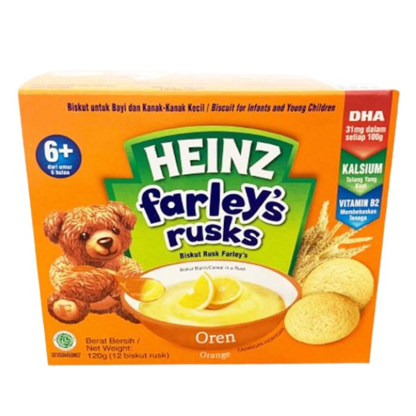 Bánh quy ăn dặm Heinz Farley’s Rusks vị cam hộp 120g (từ 6 tháng)