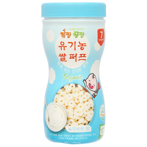 Bánh ăn dặm bi tan Happy Food Organic vị sữa chua lon 40g (từ 7 tháng)