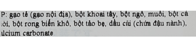 Thành phần dinh dưỡng