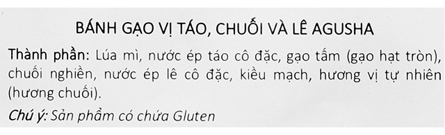Bánh gạo ăn dặm Agusha vị táo, chuối và lê gói 30g (từ 1 tuổi) - Thành phần Bánh gạo ăn dặm Agusha vị táo, chuối và lê gói 30g (từ 1 tuổi) - Thành phần
