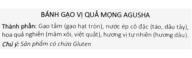 Bánh gạo ăn dặm Agusha vị quả mọng gói 30g (từ 1 tuổi) - Thành phần