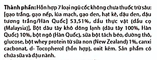 Thành phần dinh dưỡng