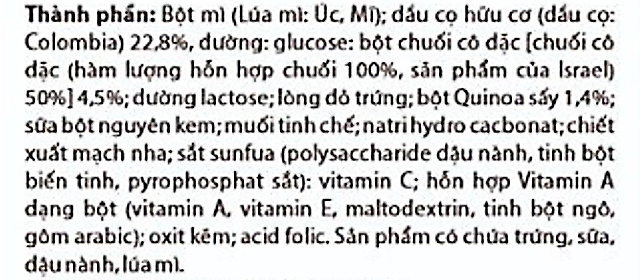 Thành phần dinh dưỡng