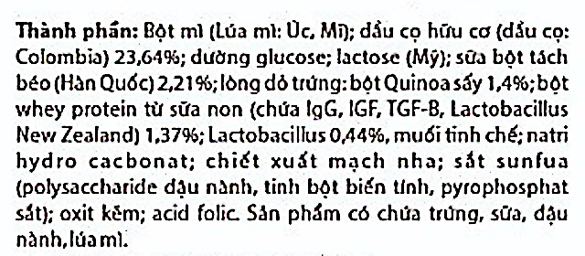 Thành phần bánh xốp ăn dặm ILDONG AYIYUM vị sữa hộp 36g (từ 1 tuổi)