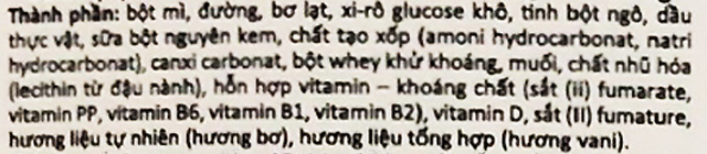 Thành phần dinh dưỡng