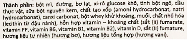 Thành phần dinh dưỡng