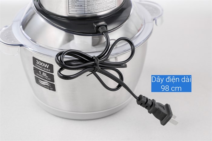 Máy xay thịt đa năng Mishio MK-157 300W 1.8 lít Màu Bạc Inox