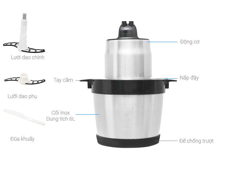 Máy xay thịt đa năng Mishio MK-279 1200W 6 lít