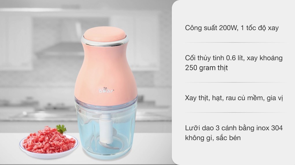 Máy xay thịt mini Bear QSJ-B02U2 200W 0.6 lít