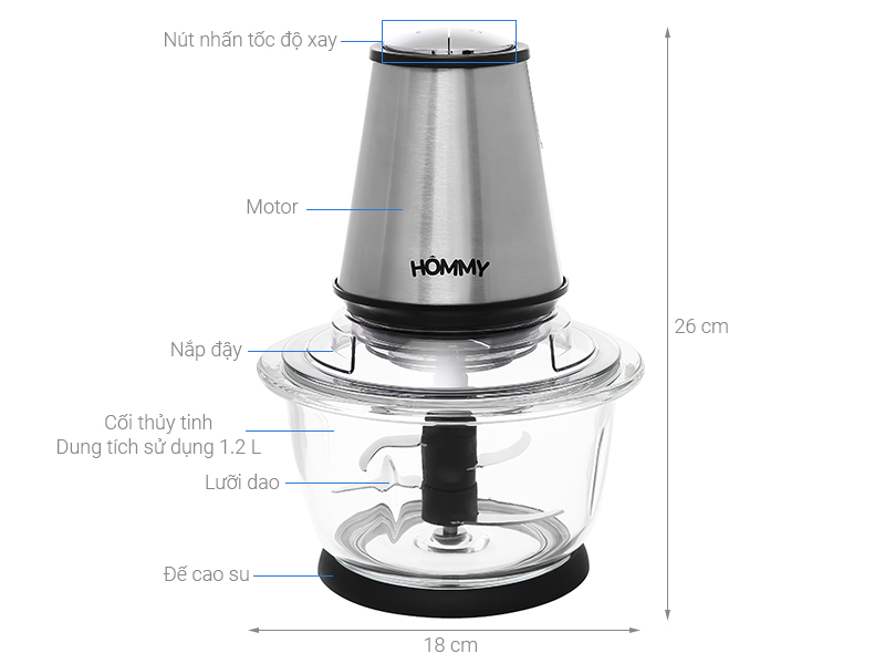 Máy xay thịt đa năng Hommy GS-702 450W 1.2 lít